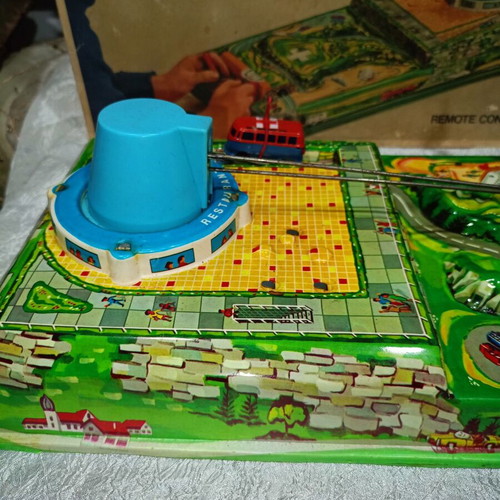 Biller helicopter air rescue vintage toy used with lithographed box from 1960