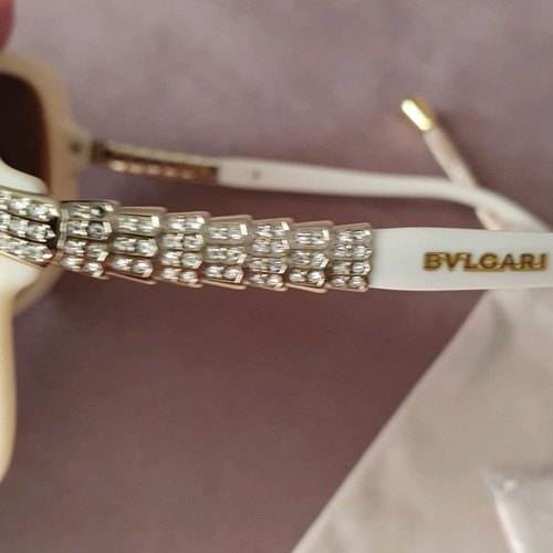 Bvlgari Sunglasses Beige Acetate Frame Brown Gradient Lens new