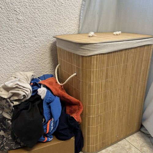 Laundry basket bamboo 42x32x50 cm naturel