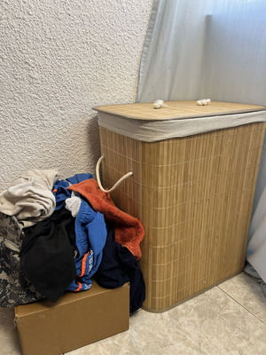 Laundry basket bamboo 42x32x50 cm naturel