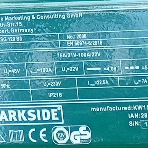 Parkside Welding Machine like new with mask and electrodes up to 2.5mm, 100A