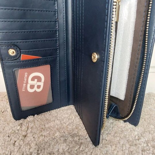 Dark blue croco-effect wrist wallet new