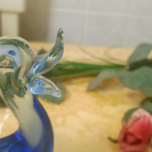 Decorative blue and white crystal duck like new