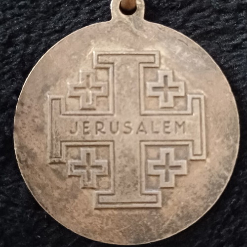 Vintage Jerusalem Pilgrimage Medal with Virgin Mary and Cross, like new