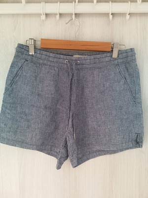H&M linen women's shorts size 36 used, blue with white stripes