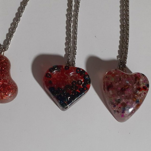 Pendant set of 6 handmade with resin and various materials