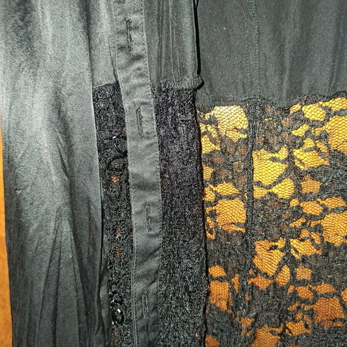Raxevsky exclusive women's shirt black with lace satin like new, size large