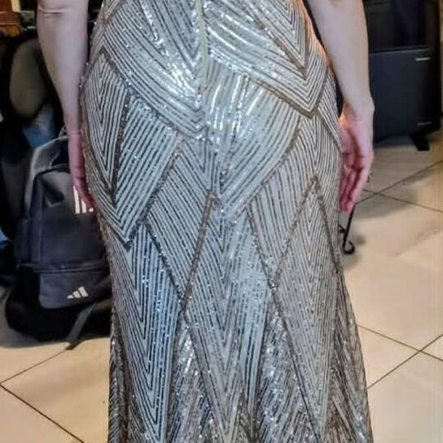 Gold long evening dress with sequins new Shein size L