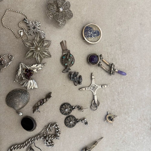 Silver earrings and pins used with 925 hallmark