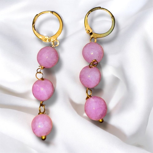 Pink Beaded Drop Earrings like new