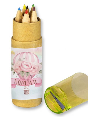 Hot Air Balloon Girl Colored Pencils 10pcs New with Name