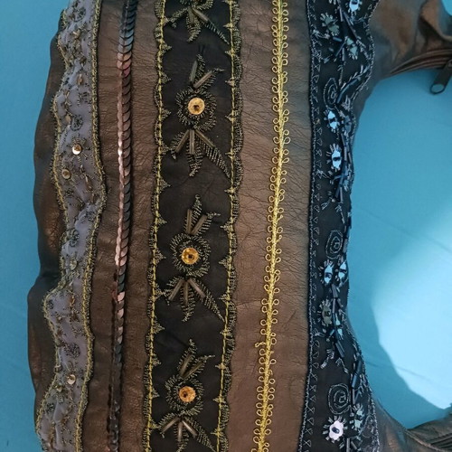 Golden brown shoulder bag used with sequins