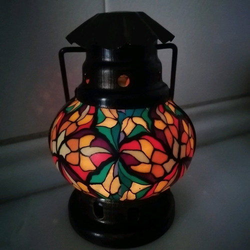 Brass hanging lantern vintage with mosaic designs like new