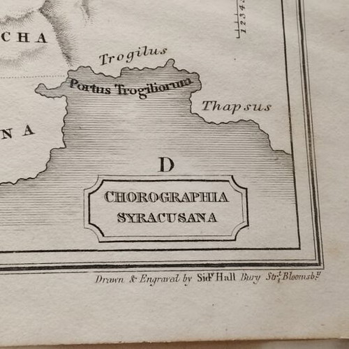 1826 Lithograph Map of Ancient Athens, Rome, Syracuse used, 27x21cm