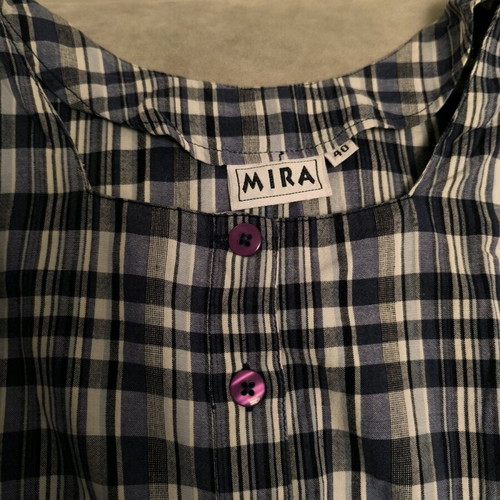 Midi checked dress No 40 used, white and blue