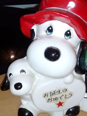 Snoopy ceramic piggy bank used, collectible from Japan