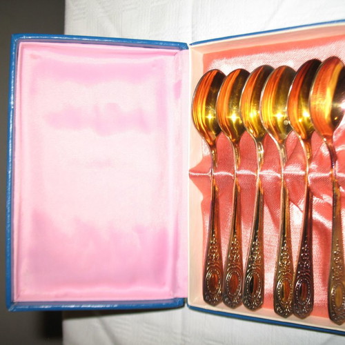 Gold-plated teaspoons new, set of 6, from Soviet Union