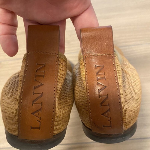 Lanvin leather ballerinas with raffia size 39 like new, gold
