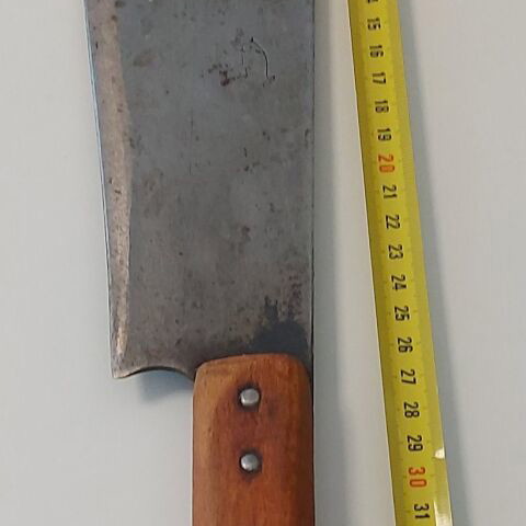 Professional butcher knives, used, with sharpener