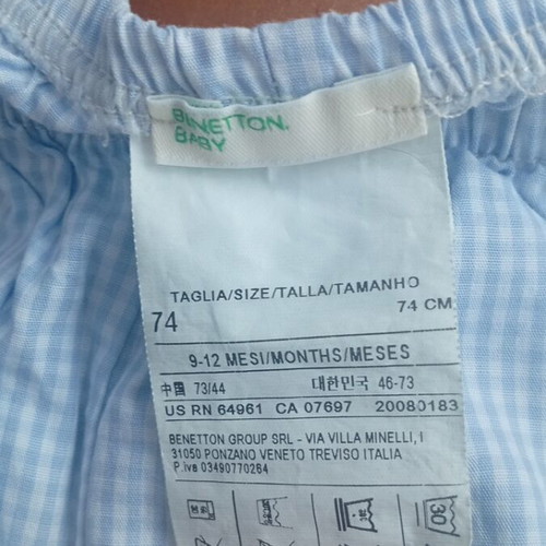 Baby shorts Benetton like new, size 9-12 months, 100% cotton