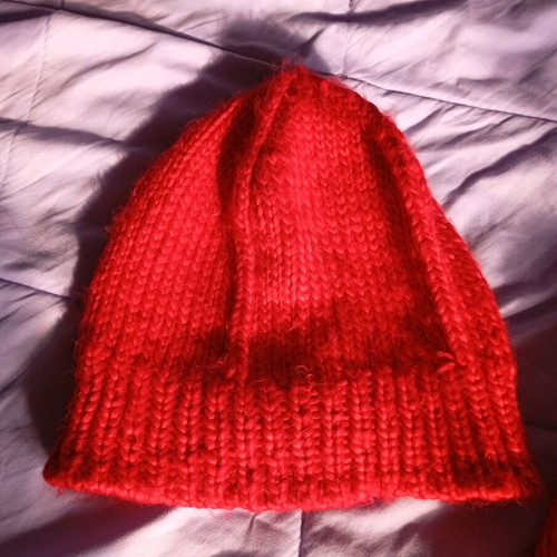Handmade scarf and hat set used, red