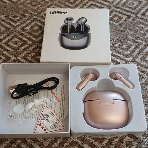 LifeBee TWS wireless earbuds new, rose gold
