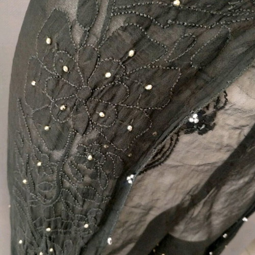 Black sarong like new with embroidery and rhinestones, size S-L