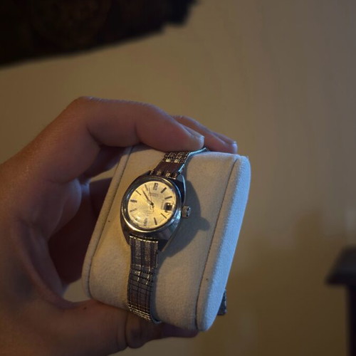Seiko Hi-Beat automatic watch women's used, white and silver