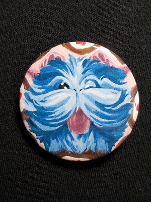 Porofessor Arcane handmade pin new, blue multicolor
