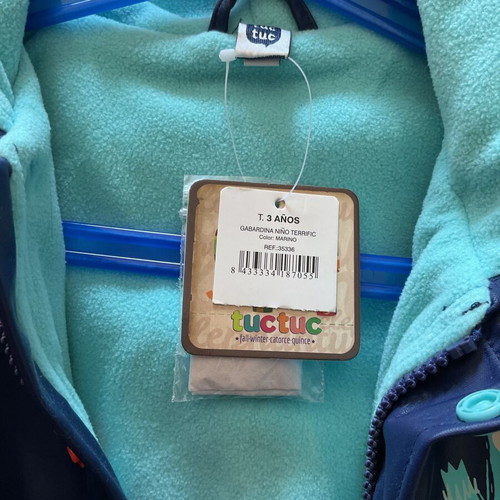 Waterproof jacket with fleece for 3-year-old child blue new