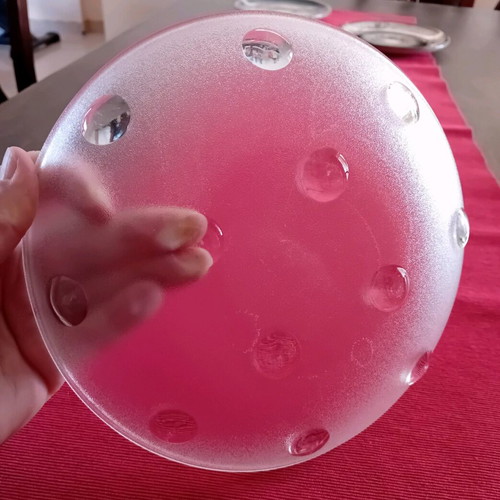 Glass oval platter unused with suction cup design