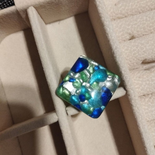 Turquoise faux bijoux ring summer style Murano adjustable size