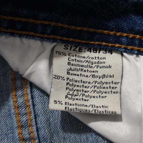 Distressed elastic regular-fit jeans like new, men's, blue