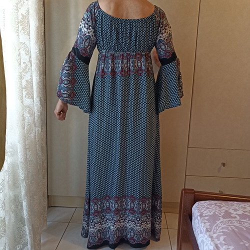 Maxi dress boho ethnic with elastic under bust and neckline like new