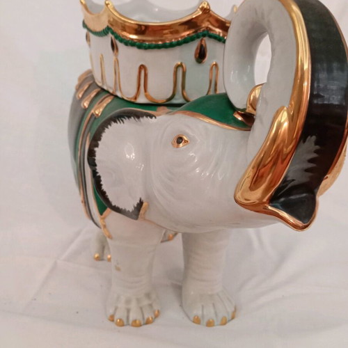 Vintage Mito di Tridello Elephant Italian Porcelain like new with removable crown