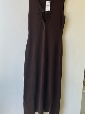 Mango long dress new, size L, dark brown, viscose