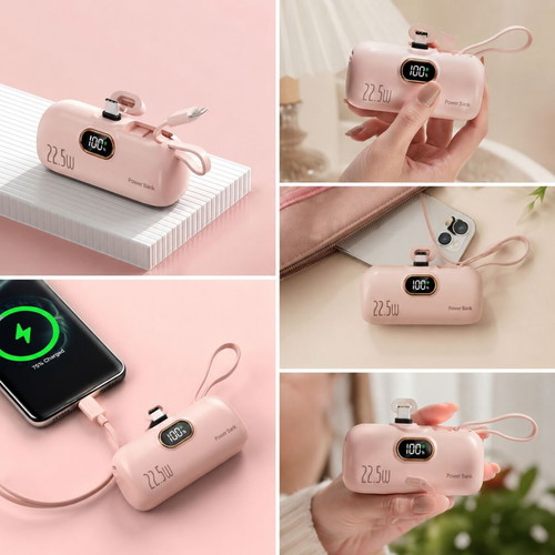 Power Bank 22.5W new, compact design with built-in cable