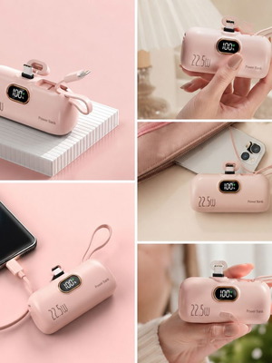 Power Bank 22.5W new, compact design with built-in cable