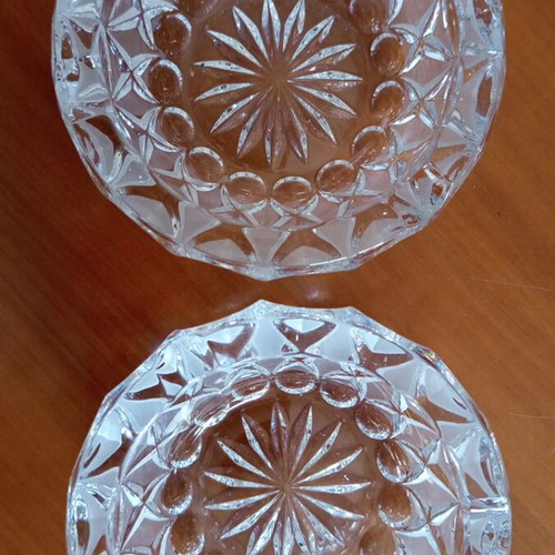 Set of 2 Vintage Lead Crystal Ashtrays / Bowls, 1980