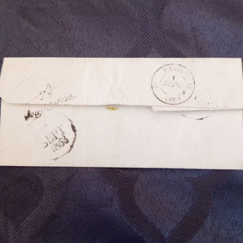 French letter of correspondence 1853 used with postal stamps