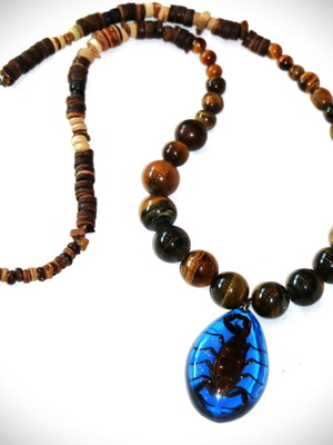 Scorpion pendant necklace new with eye of the tiger stone