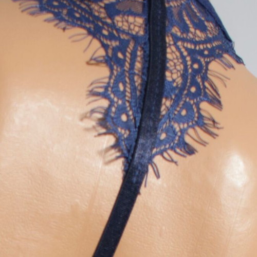 Lace three-piece lingerie set blue, new