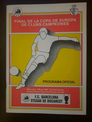 1986 European Cup Final Barcelona - Steaua Official Program like new