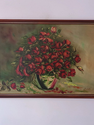 Oil painting signed, used, 75x56 cm framed