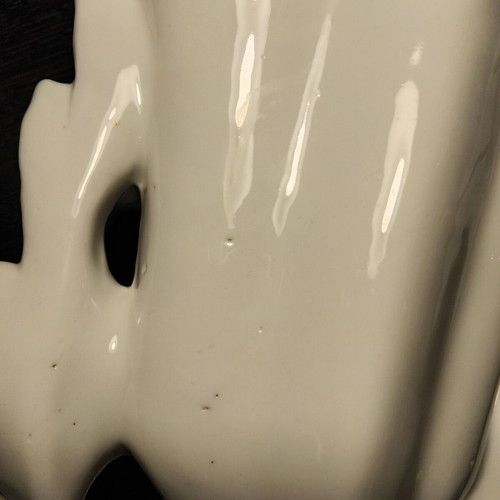 Porcelain vases pair used, baroque rococo style from 1940s