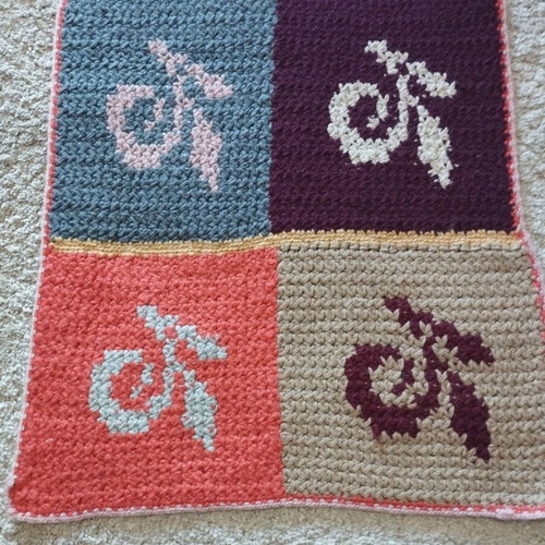 Handmade knitted runner like new, multicolored, 55x210 cm