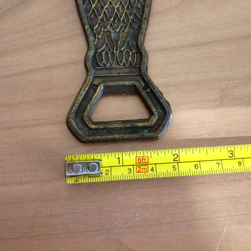 Vintage brass owl-shaped bottle opener used, 1970s