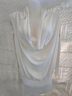 If Ganas white dress with elegant draped neckline like new