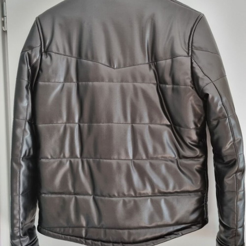 Zara men leather look puffer jacket used, size M, black
