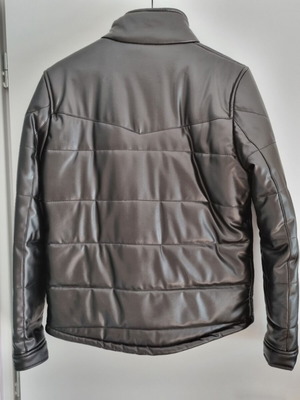 Zara men leather look puffer jacket used, size M, black